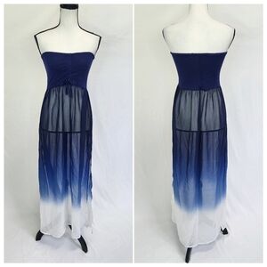 Raviya Boho Swim Coverup Ombre Strapless Maxi Dress
